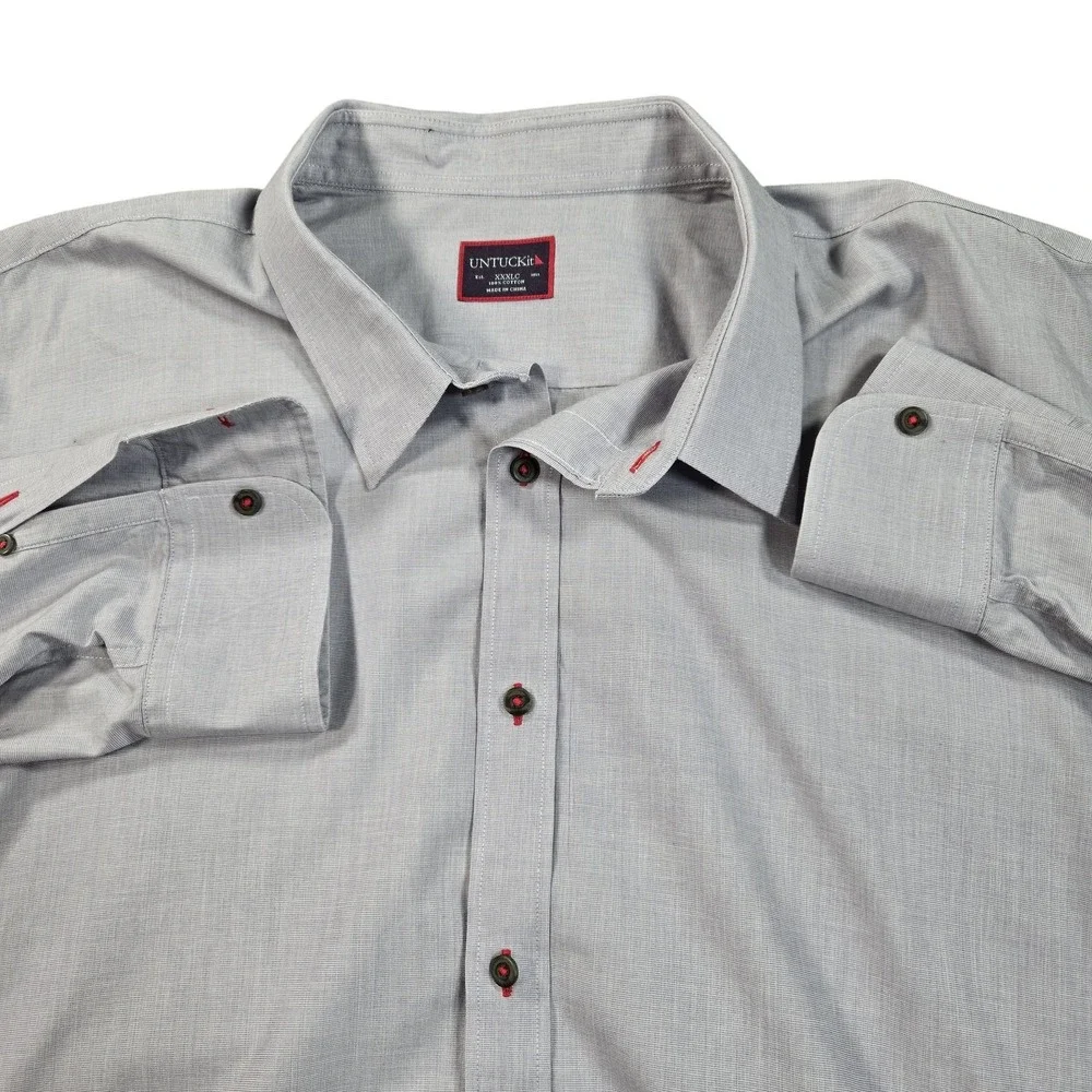 UNTUCKit Shirt Mens 3XL Gray Forged Solid Long Sleeve Button Front Casual Cotton